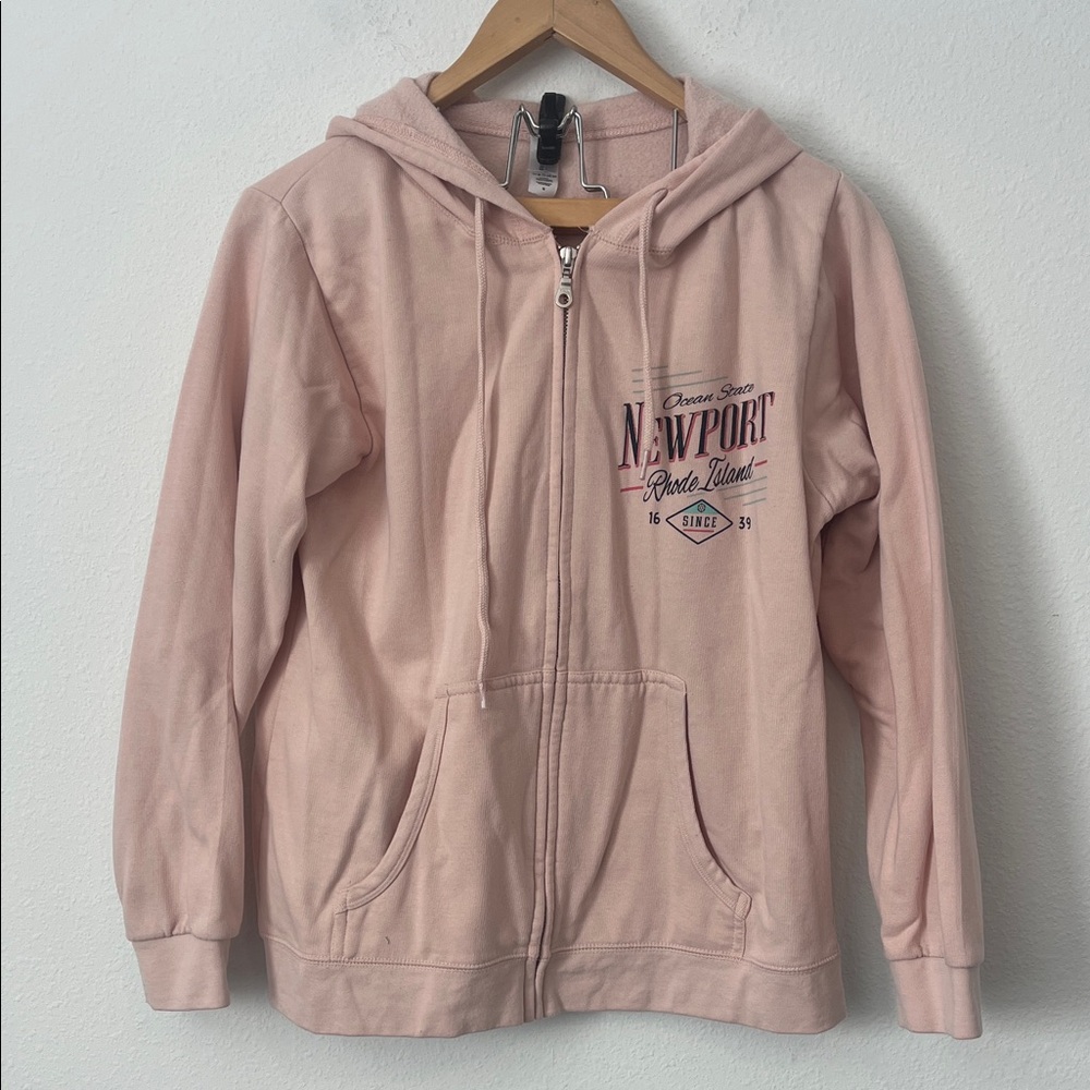 Newport Rhode Island Pink Hooded Zip Up Jacket - Picture 1 of 3